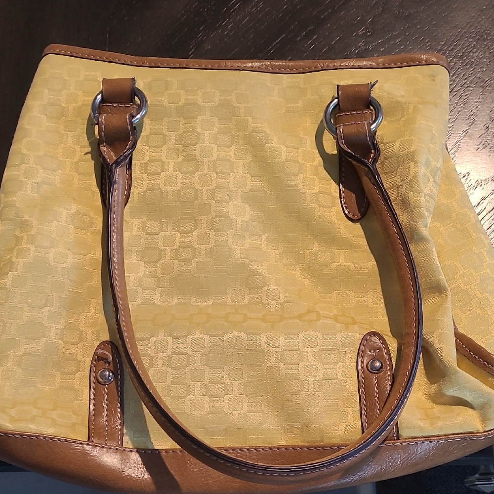 Yellow and Tan Women's Purse